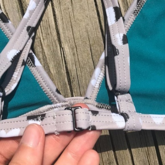 Black Blossom/Floral Print Tavik Jett Triangle Bikini Top - Picture 10 of 12